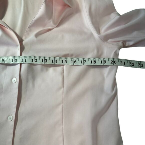Anne Klein Pink Poplin Button Front Shirt, Large - Picture 5 of 9